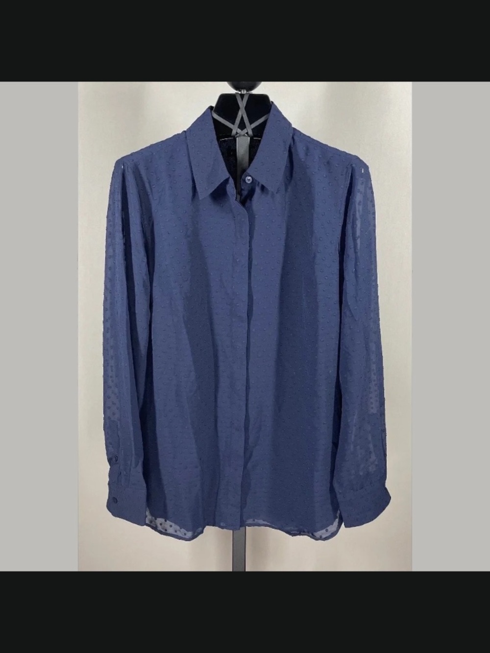 NEW Talbots Shirt Womens Small Blue Button Up Dot
